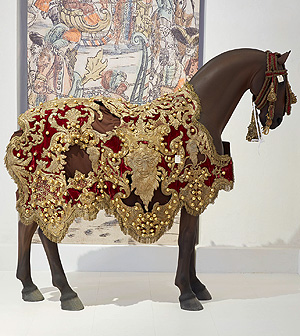 Picture: Horse with ornate sleigh harness