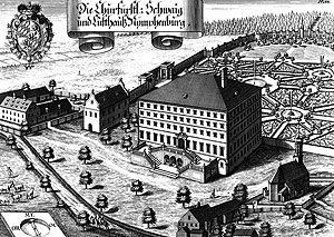 Picture: Nymphenburg Palace, copperplate engraving by Michael Wening, 1701