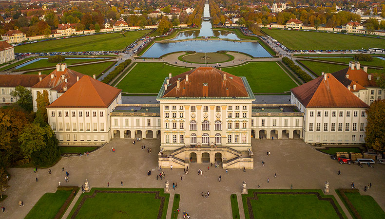 Picture: Aerial view of Nymphenburg Palace, garden side